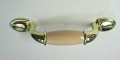 Amerock BP76245 Bright Brass Drawer Pull Handle 3″ Centers Beige Porcelain Grip