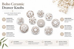 20 Handmade Marrakesh White cream drawer knob mosaic ceramic pulls cabinet knobs