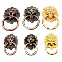 European Antique Furniture Cabinet Drawer Handles Pulls Bronze Lion Head Rings