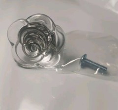 Set of 4 Clear Glass Rose Shape Drawer Pulls Cabinet Knobs 1.5″ Diameter