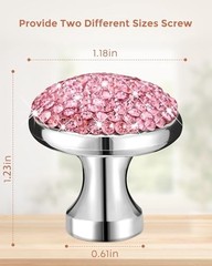 Pack Bling Cabinet Knobs, 1-1/5 inch (30mm) Round Crystal Diamond 4 Pink