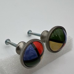Mondrian Inspired Ceramic Cabinet Knob, Drawer Pull Pair