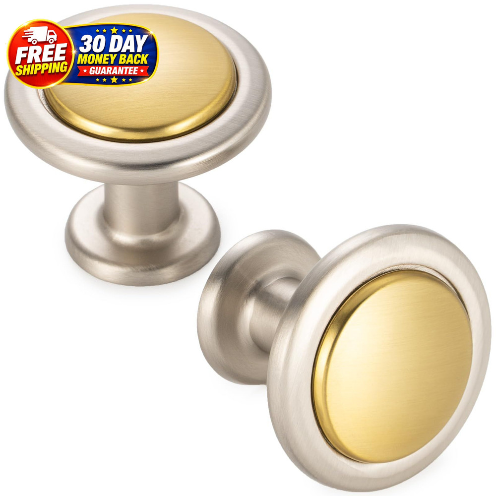 10 Pack Gold and Nickel Knob 1 – 10Pcs, Brushed +