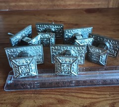 Ornate Square Silver Pulls/cabinet Knob with Rectangle Back Plates, Set Of Six