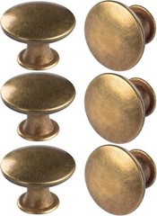 6 Pack Antique Brass Round Kitchen Cabinet Knobs Cupboard
