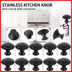 10x Round Cabinet Knobs Stainless Steel Kitchen Pulls Cupboard Handles w/ Screws