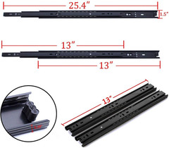 Drawer Slides 13 Inch Ball Bearing Full Extension 3 Section Slide Track Mounting