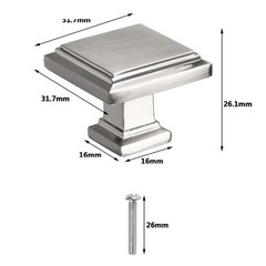 5 Pack Cabinet Knobs Brushed Nickel, Kitchen Cabinet Hardware Square Knobs, S…