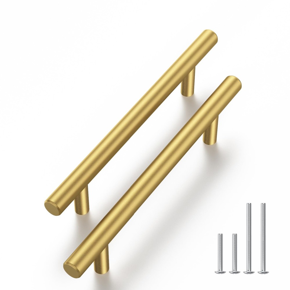 10 PCS 33/4 Inch Gold Cabinet Handles Kitchen Drawer Pulls Brushed Hardware