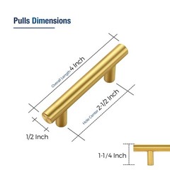 JOY DECOR 3 Pack Cabinet Handles, Gold 2-1/2 In Hole Center,