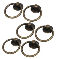 Furniture Drawer Door Retro Style Ring Pull Handles Bronze Tone 52x43x13mm 6pcs