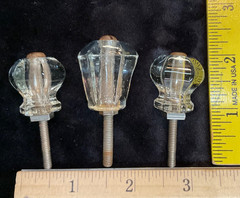 3 Antique Crystal Glass Cabinet Knobs. Victorian Drawer Pulls.