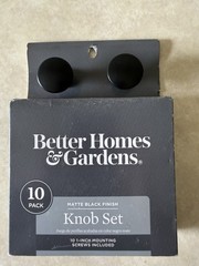 Knob Set (Matte Black Finish) — Pack of 10 Knobs — Better Homes & Gardens — New
