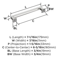 65/16 Inch 160mm Center Lintel Polished Chrome Cabinet Drawer Pull BP3744426