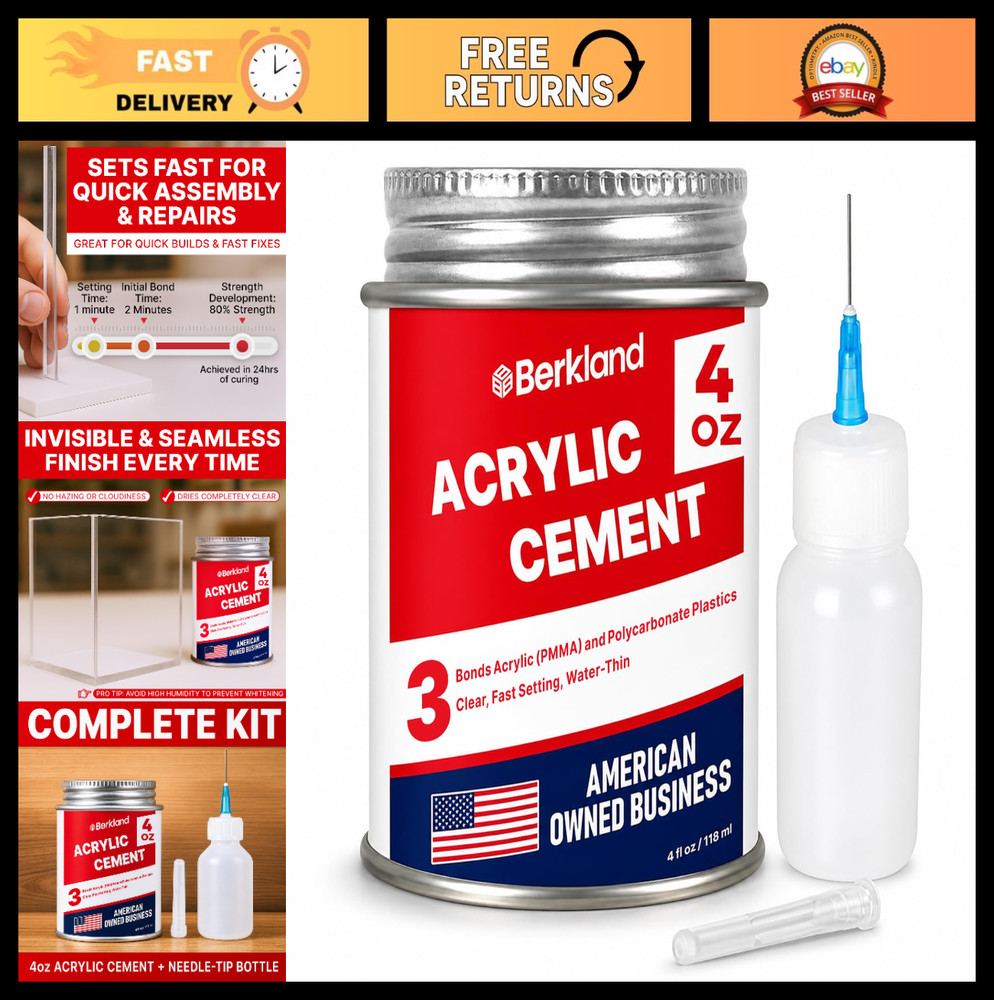 Clear Acrylic Bonding Cement 4 oz – Fast-Setting Adhesive for Plexiglass & Plast