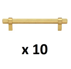 *10-PACK* GLIDERITE 5 in. (128 mm) Center-to Center Brass Gold Knurled Bar Pull