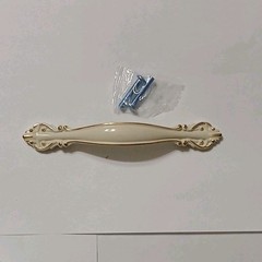 Ivory Traditional Painted Metal Cabinet Handle Pull 4.75in 3.75in C-C w/Screws