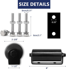 2Pack Slide Gate Guide Roller with C Post Welded Bracket, Hard Nylon Sliding Rol