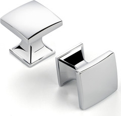 10 Pack 1 Inch, Small Square Polished Chrome Cabinet Knobs Chrome Drawer Knobs C