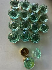 Seaglass Turquoise 15 Acrylic Brass Base Kitchen Cabinet Drawer Pull Knob 1.5”