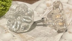 Set 4 Clear Glass Rose Dresser Drawer Pulls Cabinet Furniture Door Knobs 1.75″