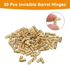 50Pcs Invisible Barrel Hinges, 4x15mm Brass Concealed Hinge, Gold US Stock