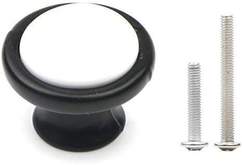 6Pcs Black White Ceramics Cabinet Kitchen Hardware | round Drawer Dresser