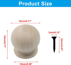 Wood Dresser Knobs, 20 Pcs Mini Unfinished Wooden Cabinet Knobs