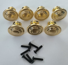 Heavy Gold Brass Dresser Knobs 1.25″ Bureau Drawer Pull Hardware w/ Screws Set 7
