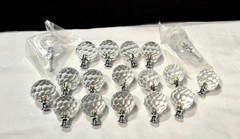 18 – Clear Faceted Round Glass Crystal Prism Knobs Drawer Pulls 1.5″ Never Used.