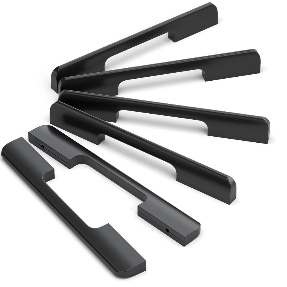 LUXSAMG 6 Pack Matte Black Cabinet Pulls, 7.56”(192mm) Screw Spacing Aluminum