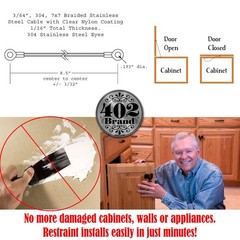 Stainless Steel Cabinet Door Restraint Kit. Made in USA. Flexible Braided Cab…