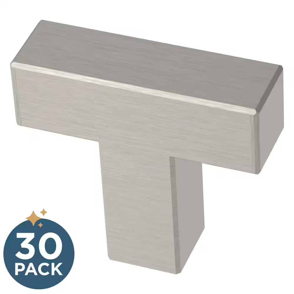 (30-Pack) Simple Modern Square 1-1/4 In. (32 Mm) Modern Stainless Steel T-Shaped