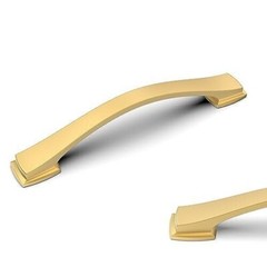 10 Pack Solid Metal Brushed Brass Cabinet Handles 5″ Hole Center Gold Pulls Set