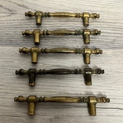 5 Vintage Amerock Cabinet Pulls Handle 4.75″ Antique Brass 3″ Spacing