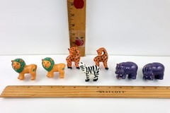 Lot of 7 Animal Drawer Dresser Pull Knobs Lion x2,Giraffe x2,Zebra,Hippo x2