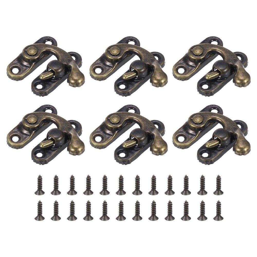 6Pcs Vintage Lock Clasp 27 x 32mm Mini Swing Arm Right Clasp Latch Bronze