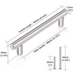 Probrico Stainless Steel Drawer Pulls 6″ Brushed Nickel 30 Pack