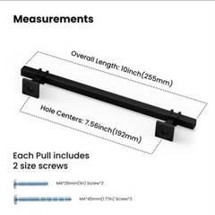 Lepatape 15 Pack 7-1/2inch(192mm) Black Cabinet Handles Black Drawer Pulls
