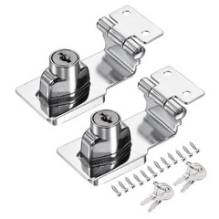2pcs 3″ Keyed Alike Hasp Lock 90 Degree Chrome Plated Twist Knob Silver