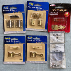 Small Hinge Lot Solid Brass Ives Schlage Narrow Broad Hook Staple Gate 1×1 3/4
