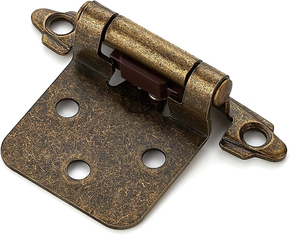 50 Pack (25 Pairs) Antique Brass Kitchen Cabinet Hinges Overlay Self Closing Fac