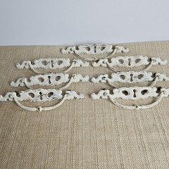 Vtg Distressed French Provincial Drawer Pulls White Shabby Chic 5 1/4″ C to C