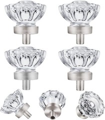 4pk Brushed Nickel Crystal Glass Knobs