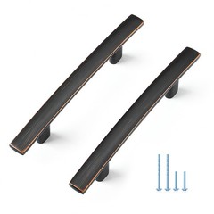 Oil-Rubbed Bronze Curved Cabinet Handles Arch Drawer Pulls for Kitchen (3 in …
