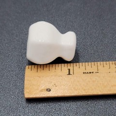 Vintage SINGLE White Glass Knob Kitchen Cabinet Drawer Pulls 1″