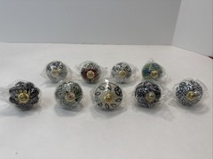Lot Of 9 Ceramic Dresser/Cabinet Draw Variety Of Designs/Eclectic Look 1.5” Dia