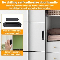 2pc Self-Adhesive Sliding Door Handles 4″ Black Aluminum Pulls No-Drill Handles