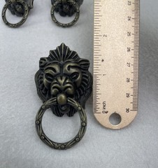 Lion Head Drawer Pull Ring Handles Bronze Tone Metal Cabinet Hardware Lot of 8