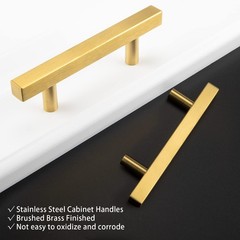 Goldenwarm 10 Pack Gold Cabinet Handles 3-3/4″(96mm) Brushed Brass Cabinet Pu…
